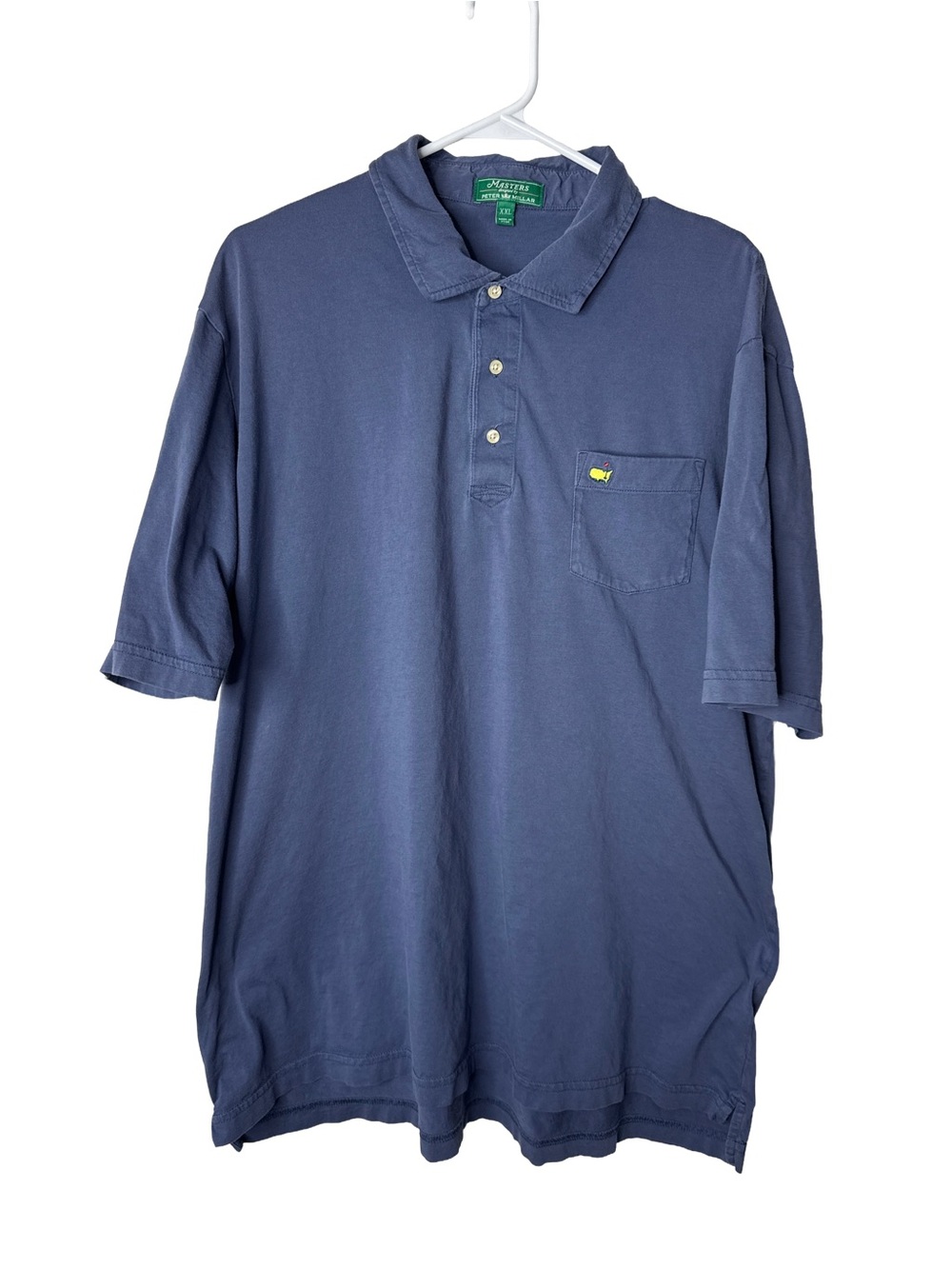 MASTERS PETER MILLAR Blue Pima Cotton Preppy Golf Polo Shirt Pocket Size XXL